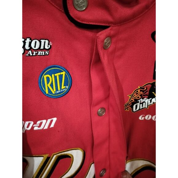 M655)Chase Authentic Dale Earnhardt Jr #8 Budweiser Red Twill Jacket Size Large - Picture 9 of 15